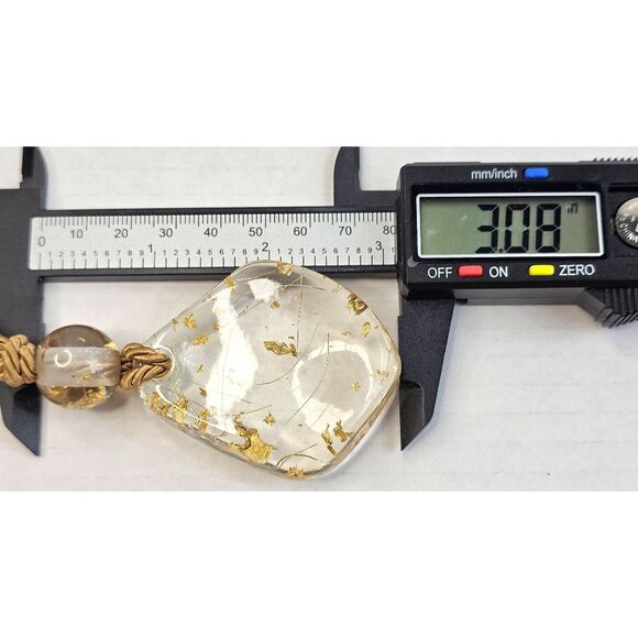 Handcrafted Gold Flakes Clear Resin Pendant Necklace & Cord - Picture 7 of 8